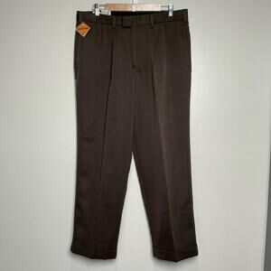 Dockers Go Khaki Pants Brown‎ Mens 36x30 Stain Defender Pleated Cuffed NWT